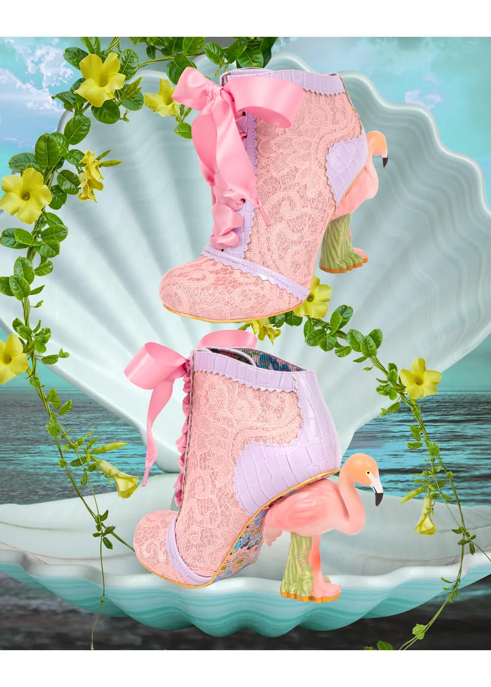 Irregular Choice Roseus Flamingo 70's Boots Soft Pink