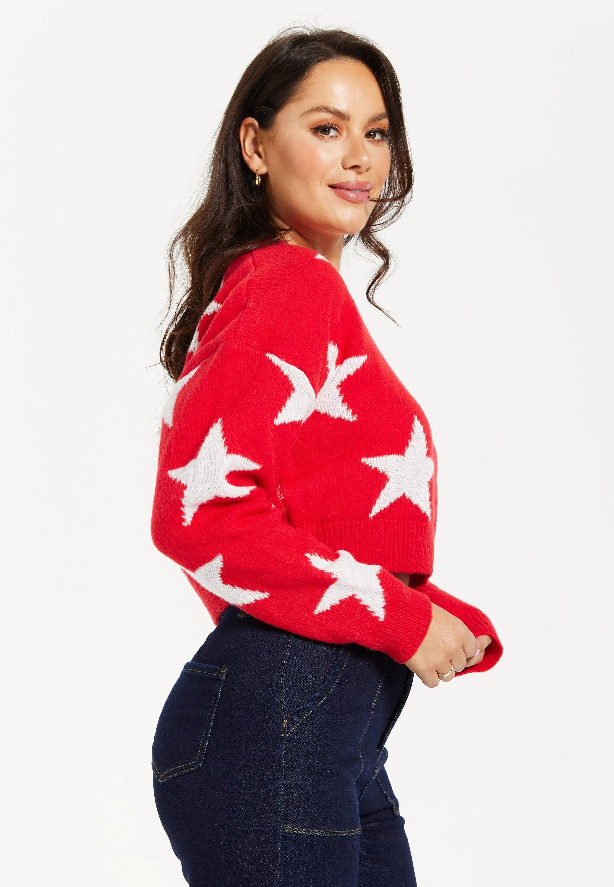 Jumpers & Cardigans | Star Pattern Jumper In Red | Liquorish