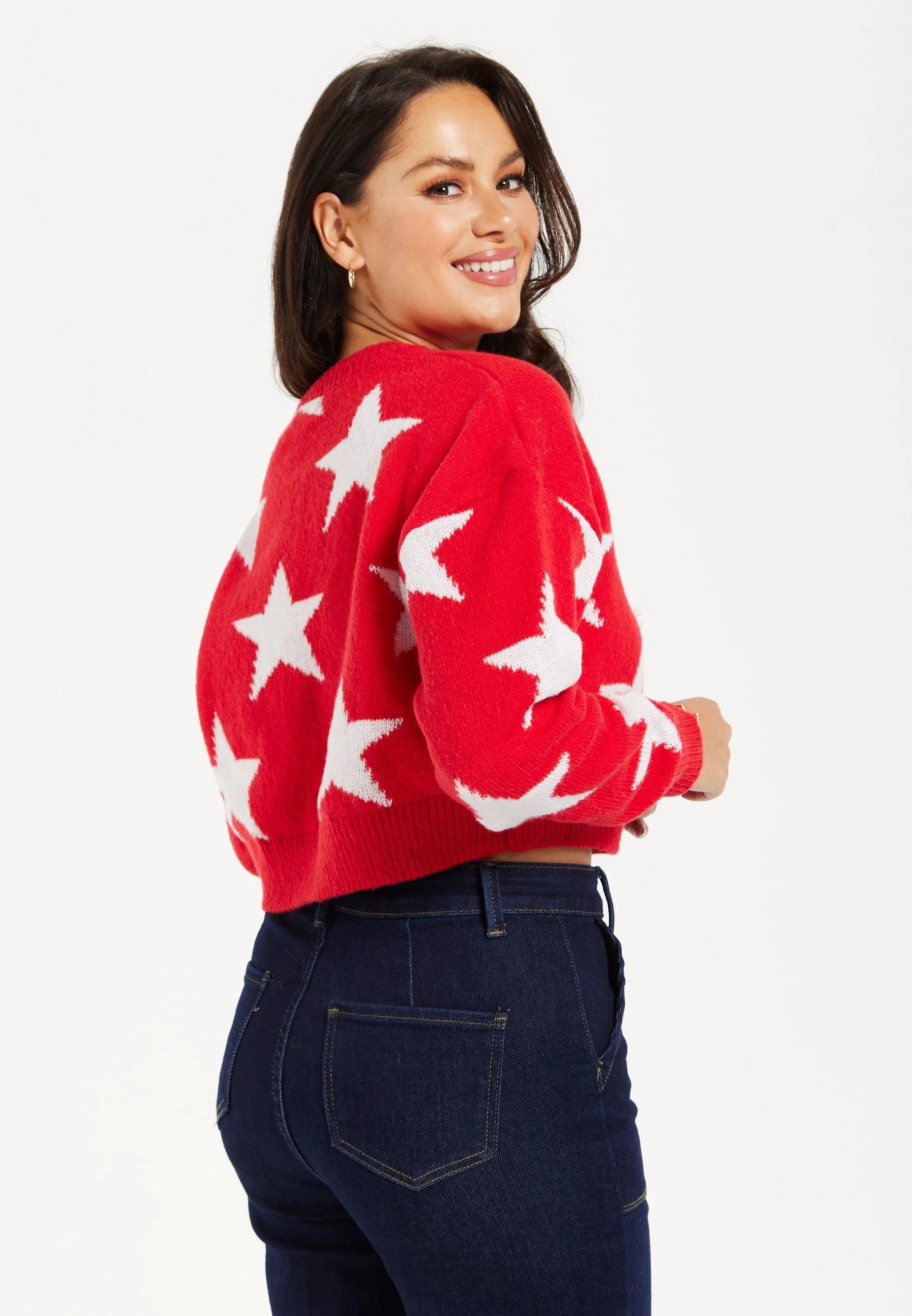 Jumpers & Cardigans | Star Pattern Jumper In Red | Liquorish