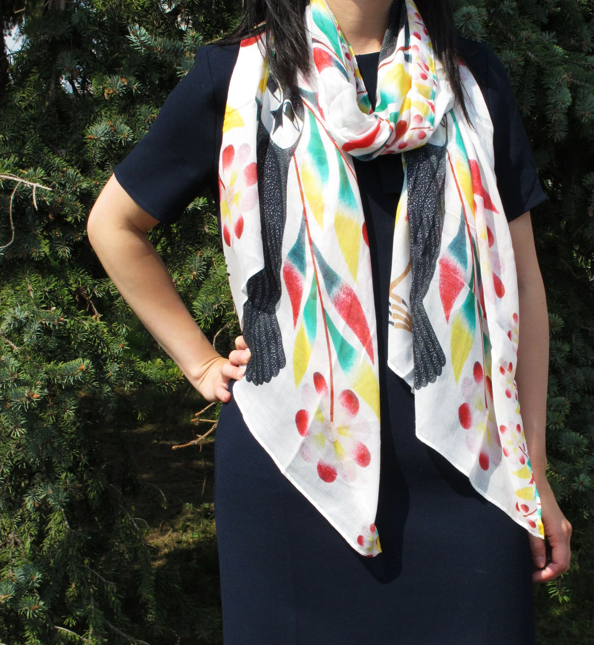 Kenojuak Ashevak Owl's Bouquet Modal Scarf