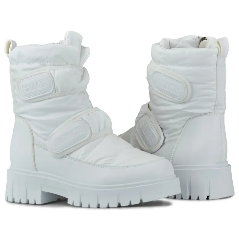 Laila warm women's snow boots with Velcro white