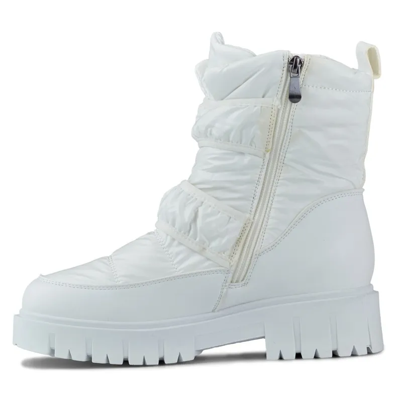 Laila warm women's snow boots with Velcro white