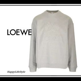 LOEWE  |Crew Neck Pullovers Long Sleeves Plain Cotton Logo Luxury