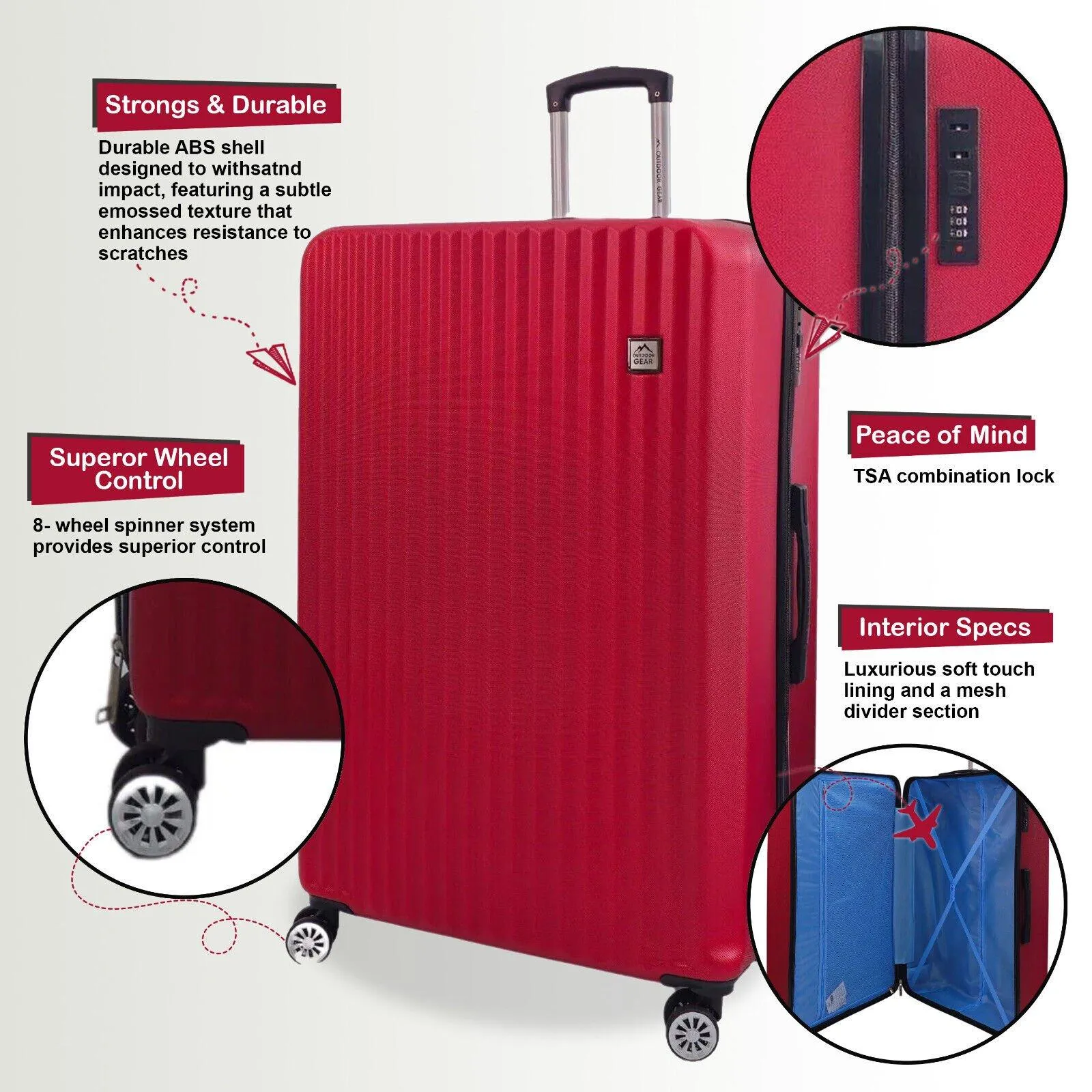 Luggage | Hard Shell Classic Suitcase 8 Wheel Luggage Suitcases | Infinity Leather