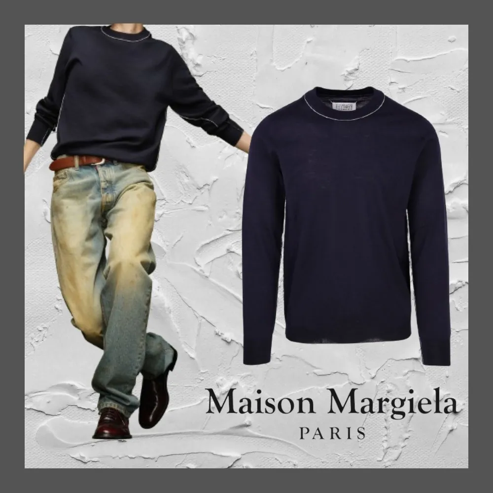 Maison Margiela  |Pullovers Wool Long Sleeves Plain Cotton Long Sleeve T-shirt