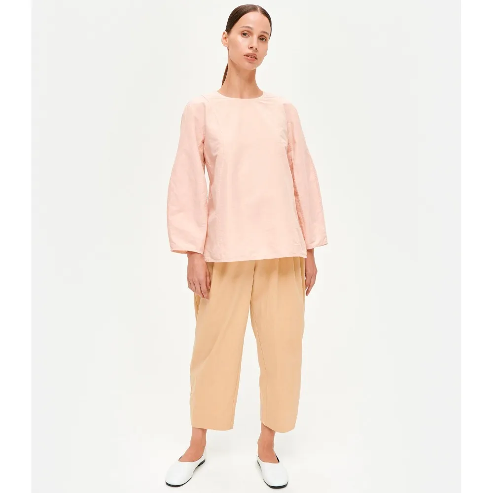 marimekko  |Crew Neck Linen Long Sleeves Plain Cotton Medium