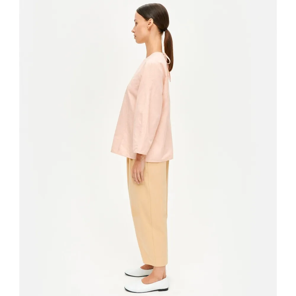 marimekko  |Crew Neck Linen Long Sleeves Plain Cotton Medium