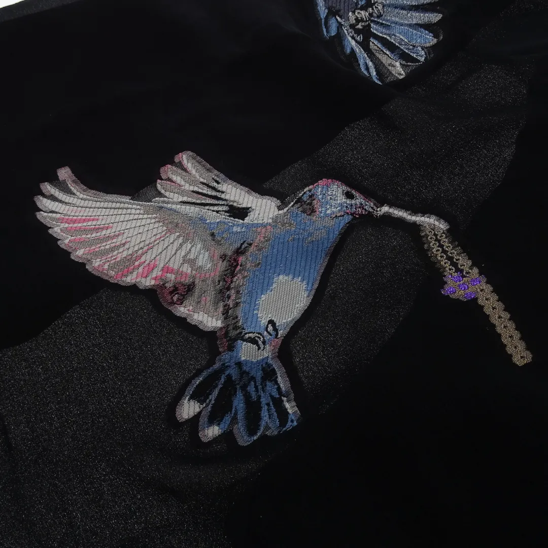 McQueen Light Silk Bird Embroidered Scarf