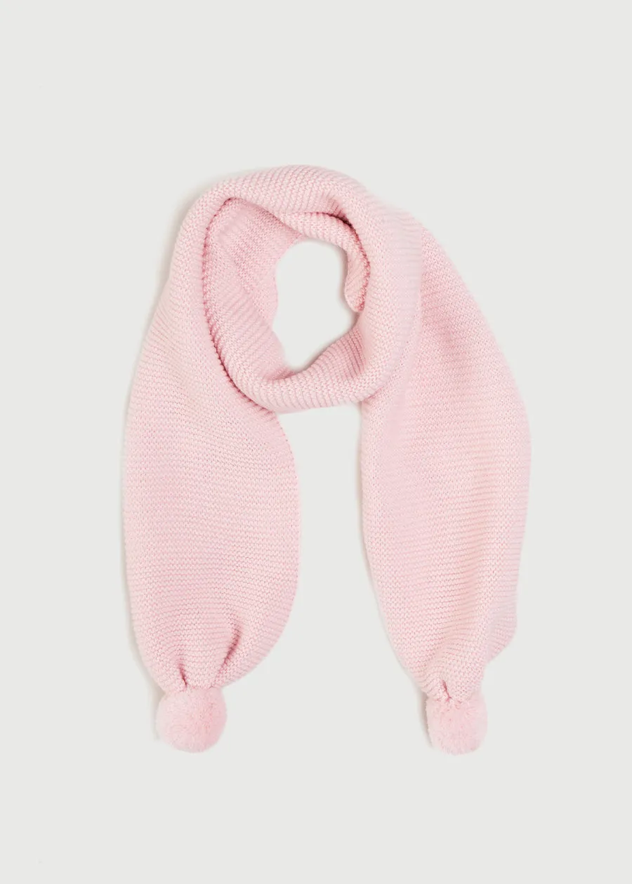 Merino Wool Pom Pom Scarf In Pink