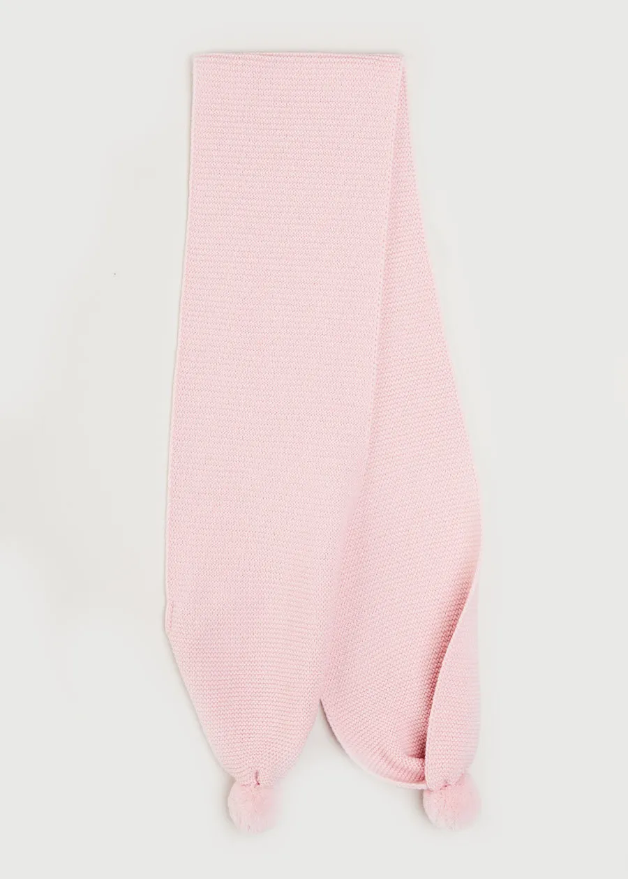 Merino Wool Pom Pom Scarf In Pink