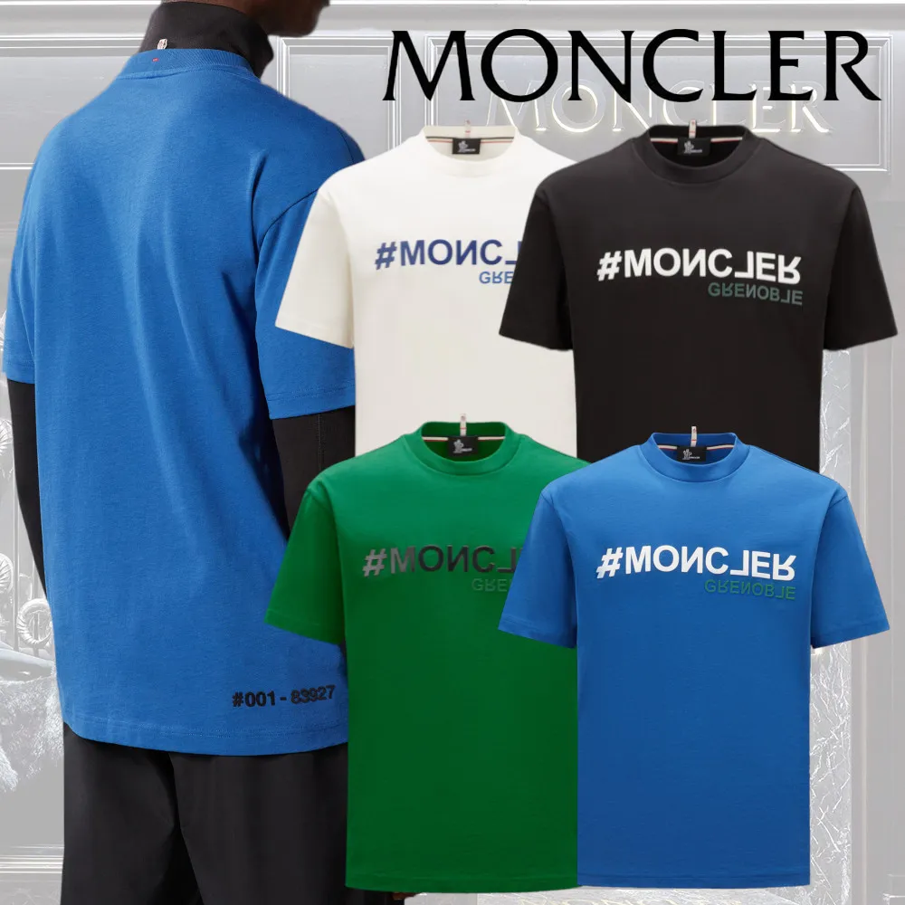 MONCLER  |Crew Neck Pullovers Street Style Plain Cotton Short Sleeves