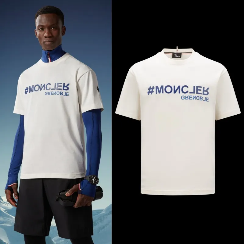 MONCLER  |Crew Neck Pullovers Street Style Plain Cotton Short Sleeves