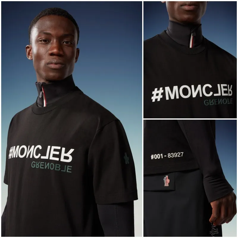 MONCLER  |Crew Neck Pullovers Street Style Plain Cotton Short Sleeves