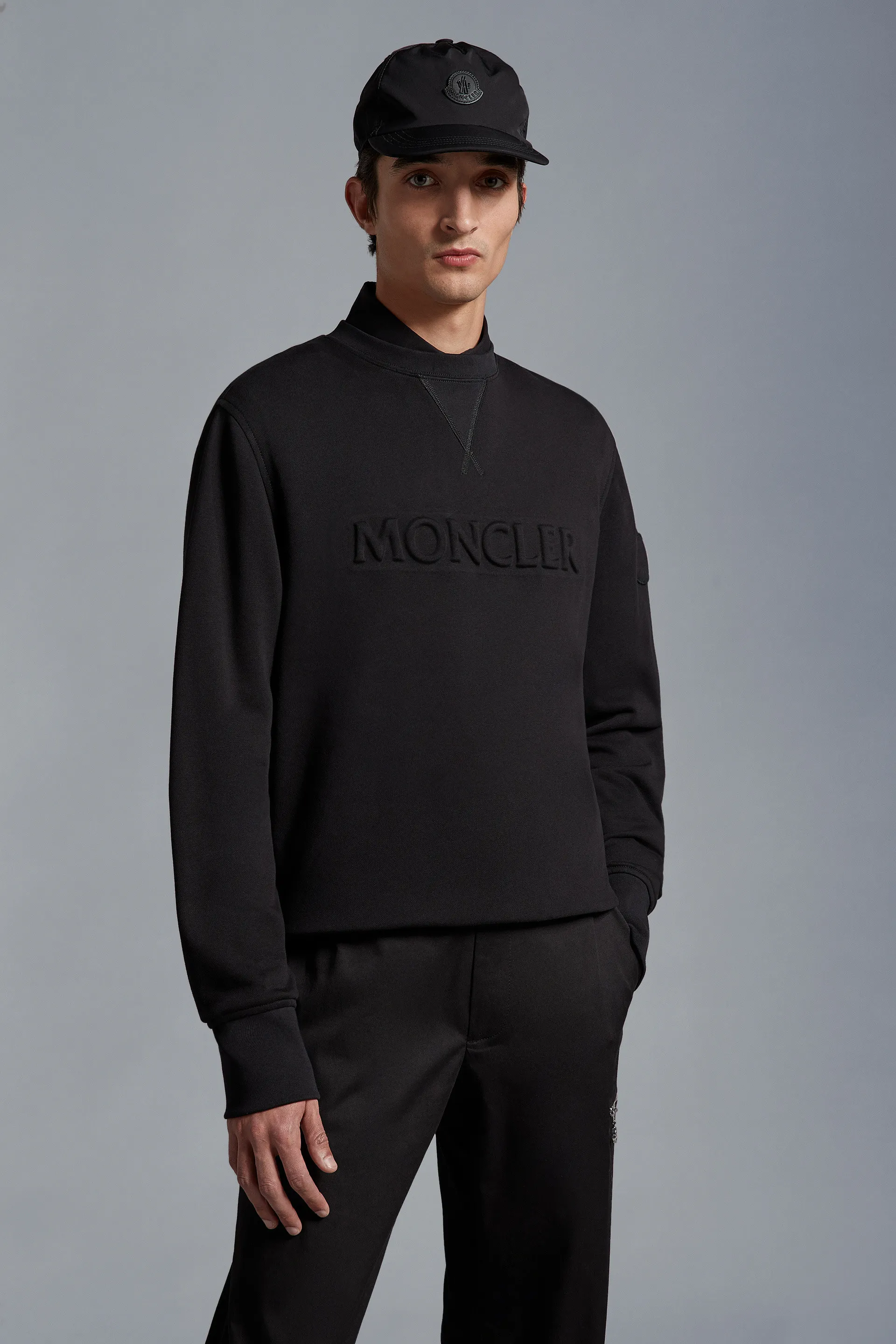 MONCLER  |Crew Neck Street Style Long Sleeves Logo