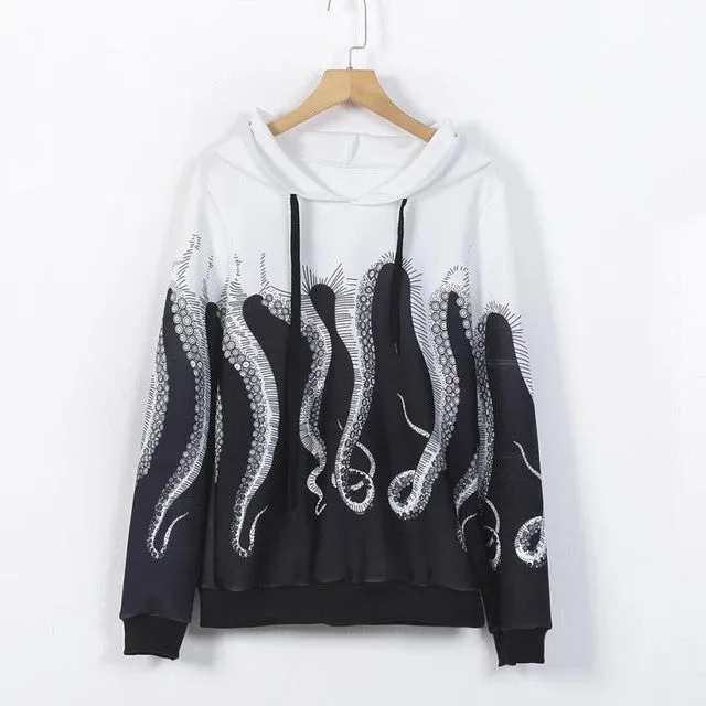 New Arrival harajuku T-shirt Women Long Sleeve Hooded Print Lacing Casual Loose Hooded Pullovers Women camisas femininas SM6