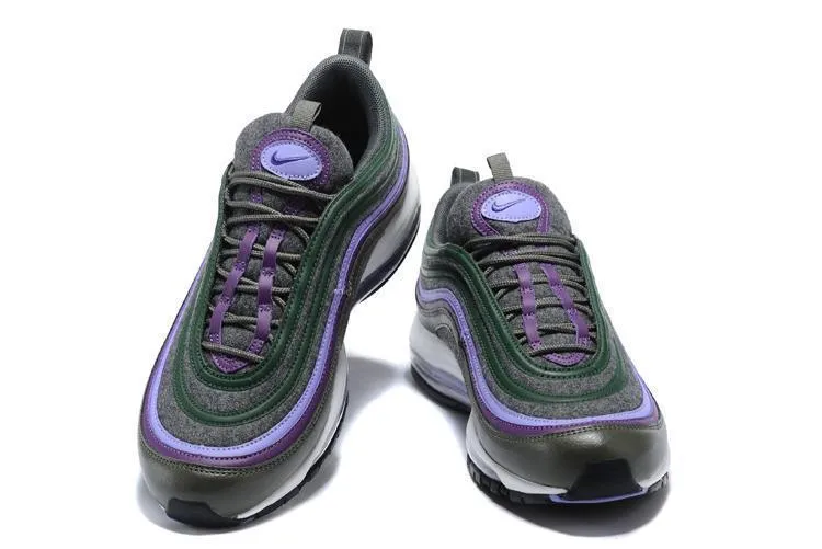 Nike Air Max 97 Carbon Grey Dk Purple T Purple Shoes Sale Men Size US 7, 8, 8.5, 9, 10, 11