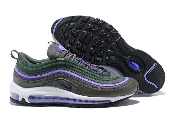 Nike Air Max 97 Carbon Grey Dk Purple T Purple Shoes Sale Men Size US 7, 8, 8.5, 9, 10, 11