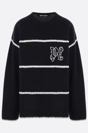 Palm Angels  |Pullovers Monogram Wool Street Style Logo Outlet Sweaters