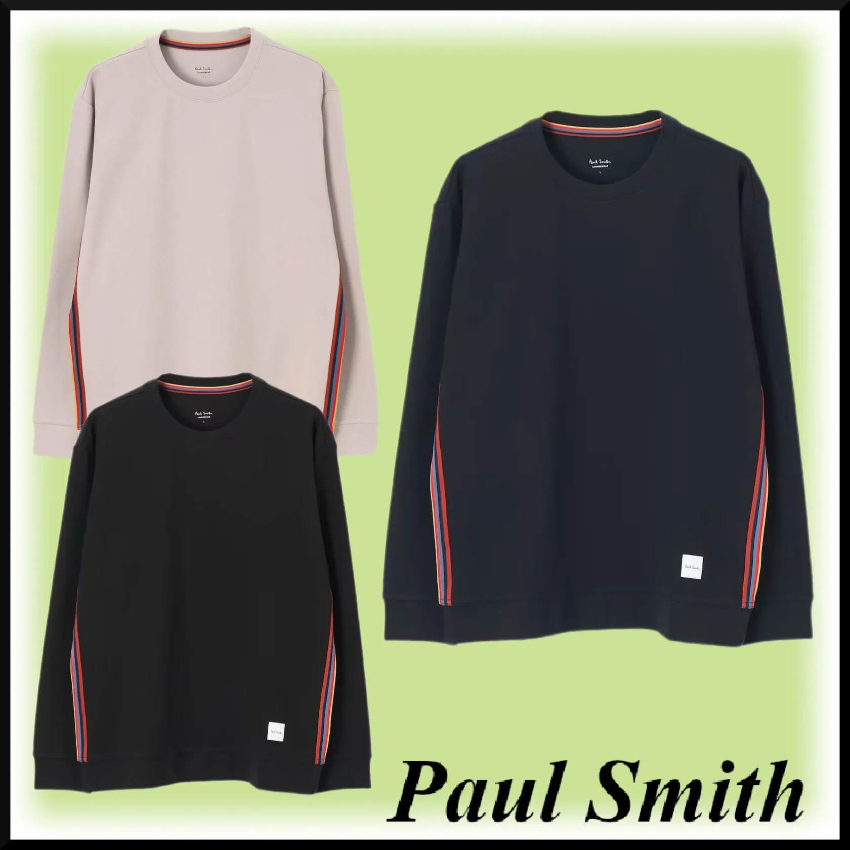 Paul Smith  |Crew Neck Stripes Long Sleeves Cotton Long Sleeve T-shirt