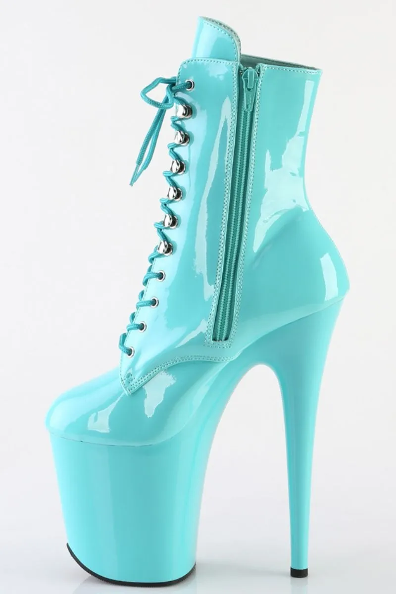 Pleaser USA Flamingo-1020 8inch Pleaser Boots - Patent Aqua