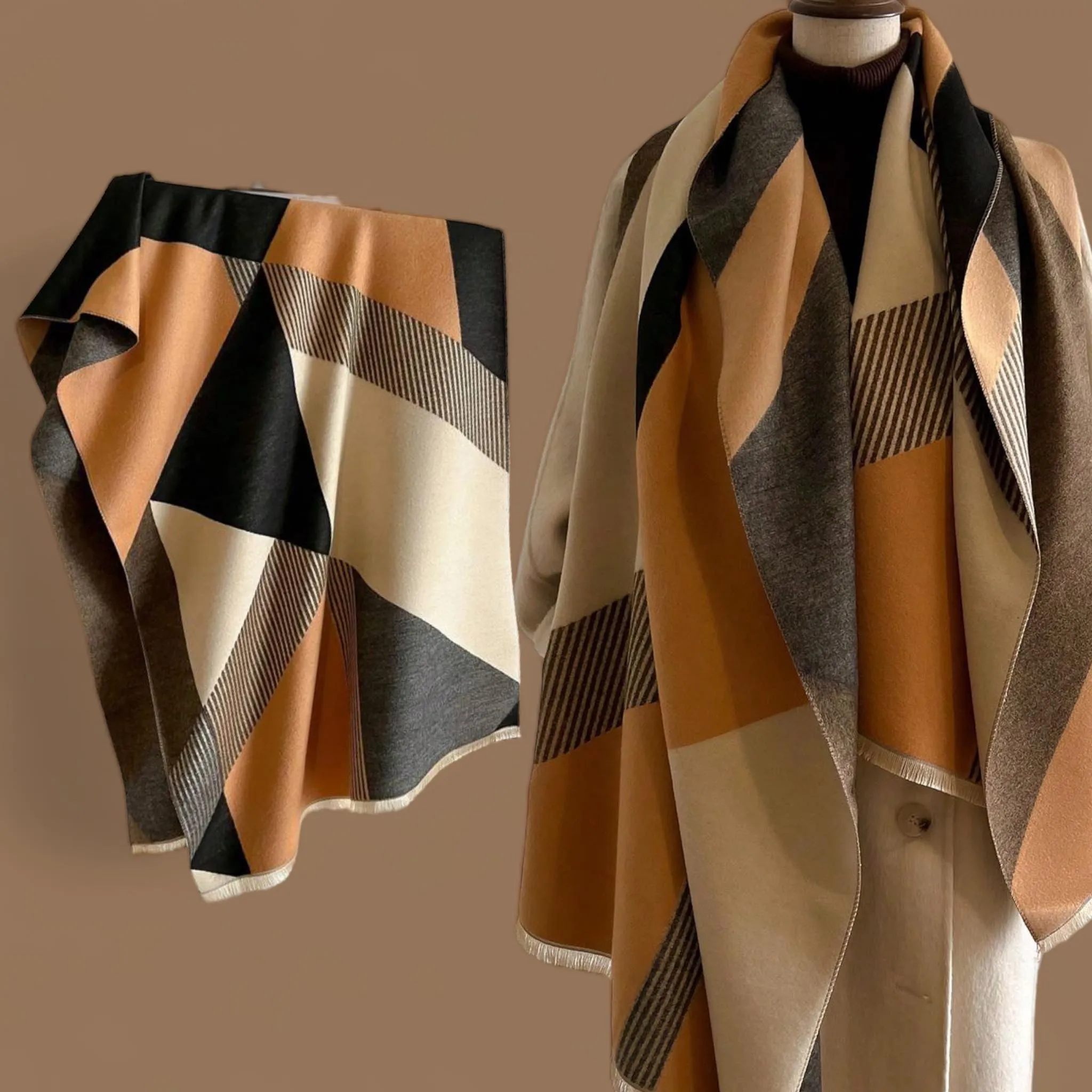 PREORDER WRAP Warm Jacquard Shawl Scarf