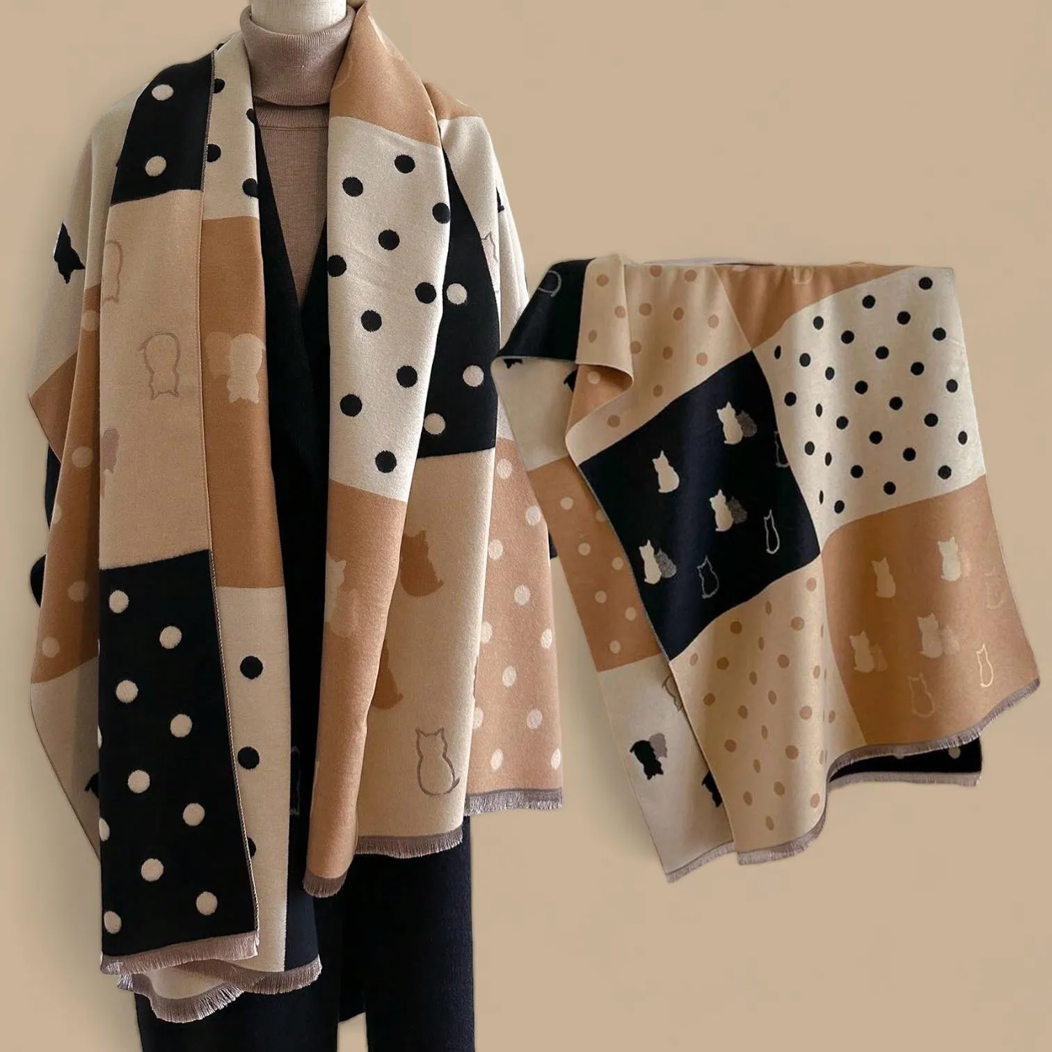 PREORDER WRAP Warm Jacquard Shawl Scarf