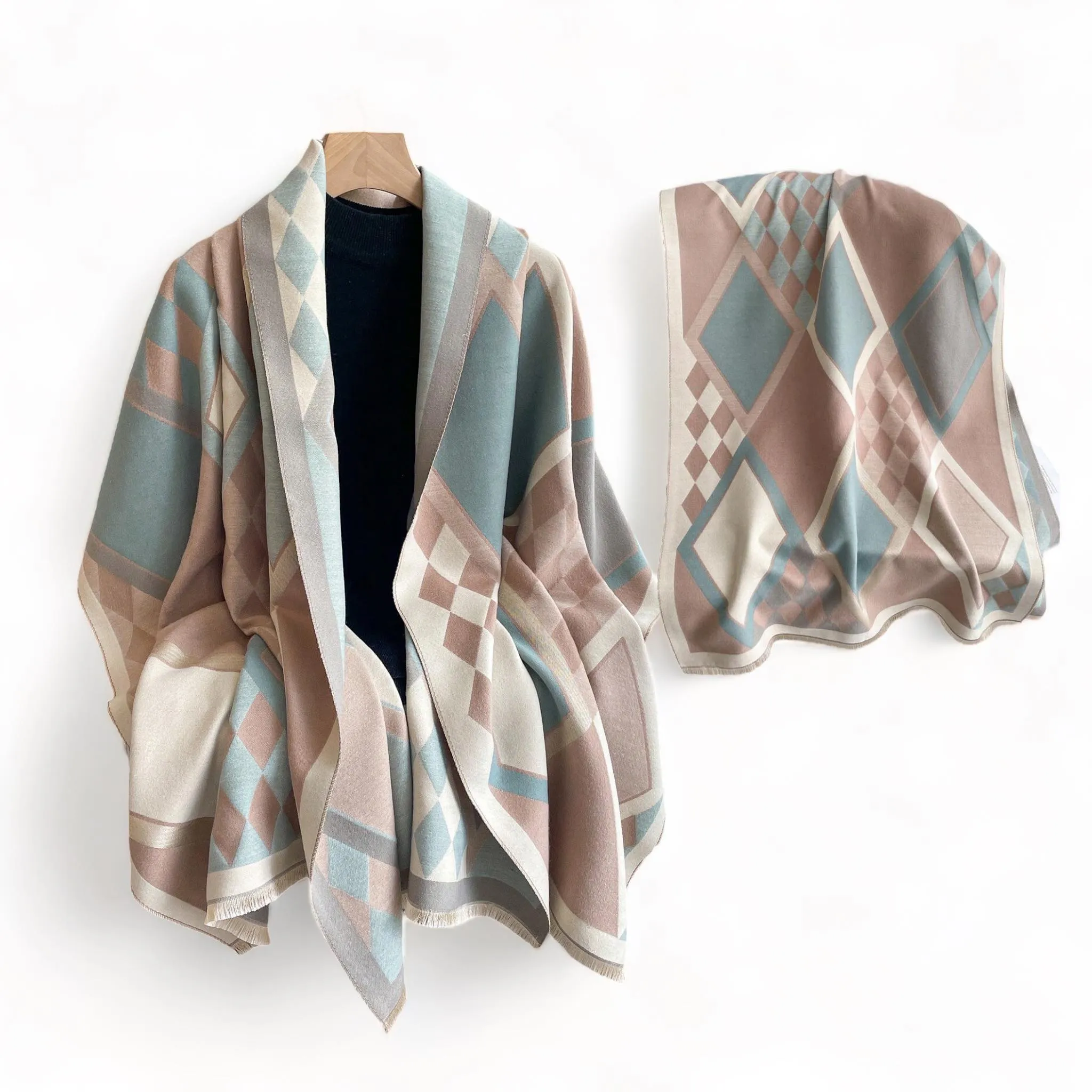 PREORDER WRAP Warm Jacquard Shawl Scarf