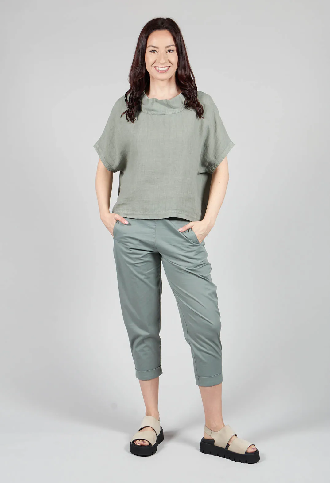 Relaxed Geisha Trousers in Eucalyptus