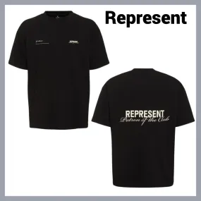 REPRESENT  |Crew Neck Pullovers Plain Cotton Short Sleeves Logo