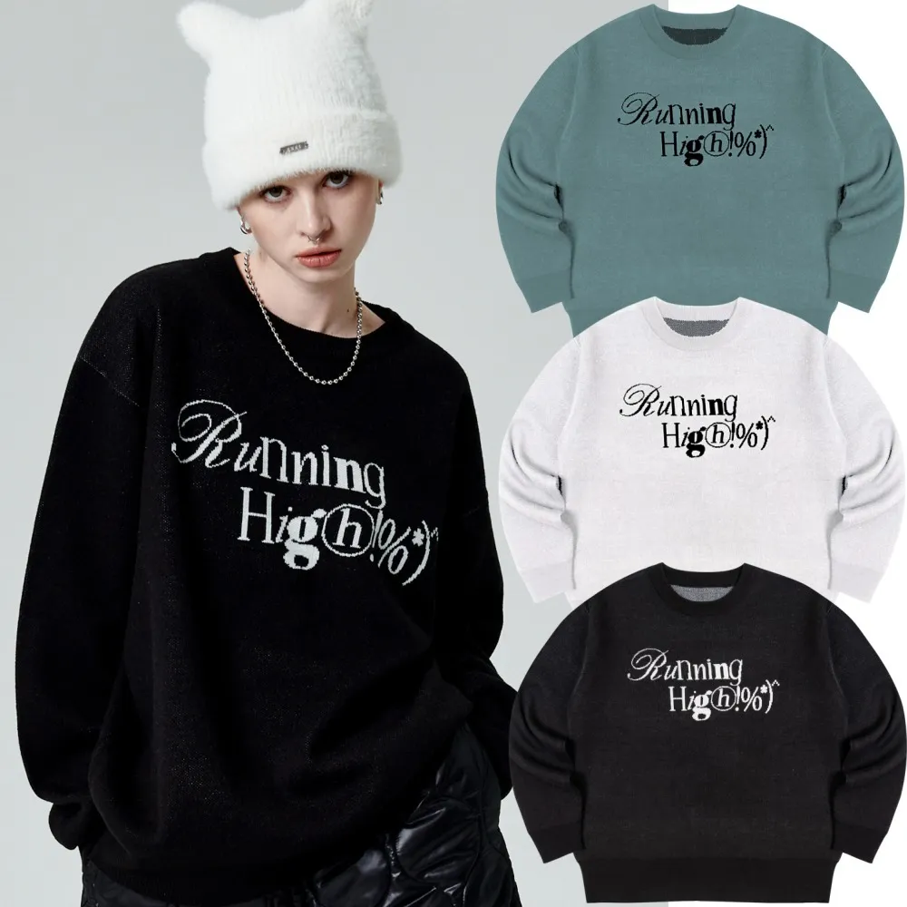 runningHIGH  |Casual Style Street Style Long Sleeves Plain Logo