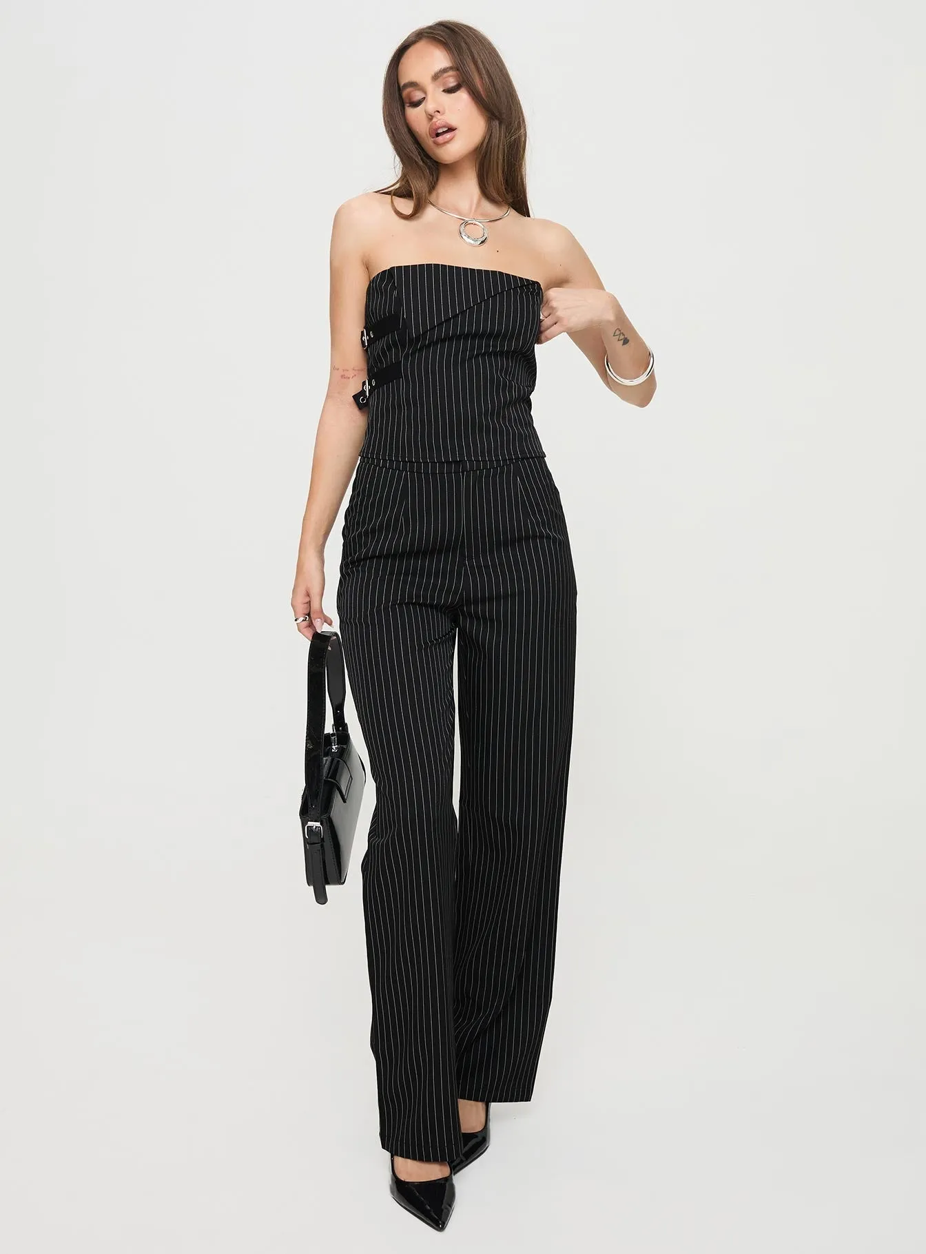 Sash Pants Black Pinstripe