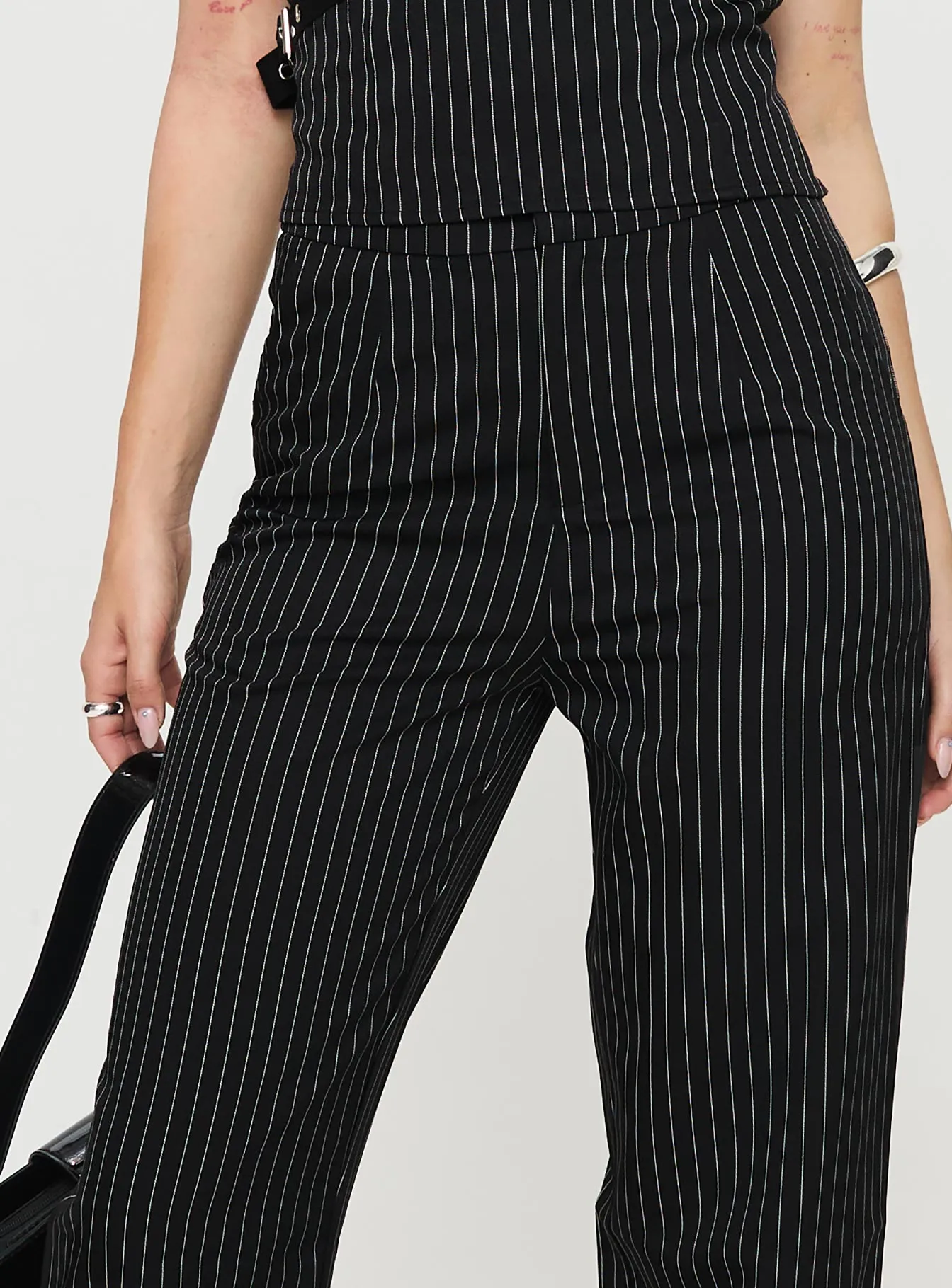 Sash Pants Black Pinstripe