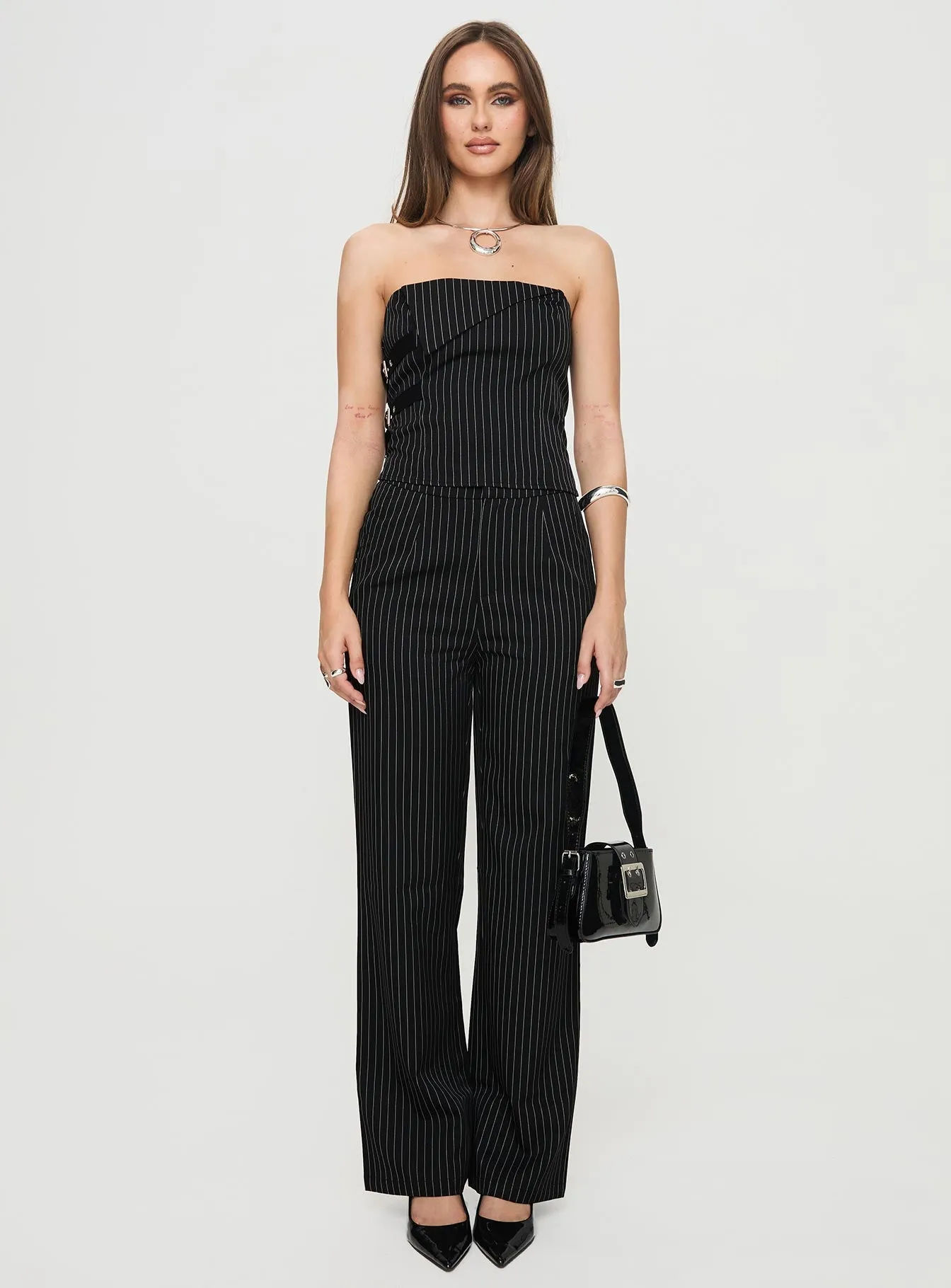 Sash Pants Black Pinstripe