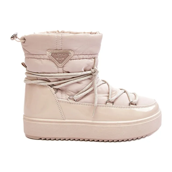 Seastar Women's Platform Snow Boots With Lacing Beige Fleure