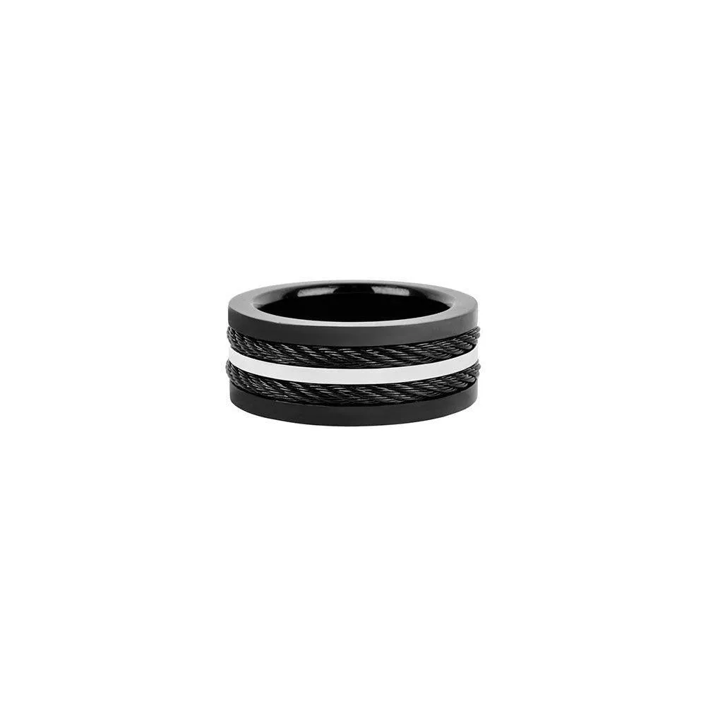 Stainless St. Black IP cable Ring