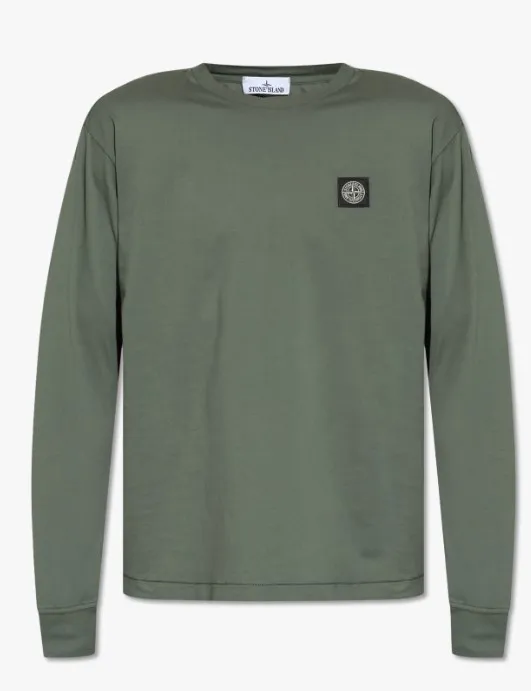 STONE ISLAND  |Crew Neck Long Sleeves Plain Cotton Long Sleeve T-shirt Logo