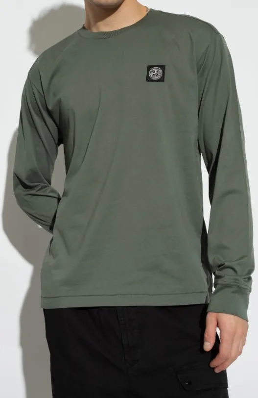 STONE ISLAND  |Crew Neck Long Sleeves Plain Cotton Long Sleeve T-shirt Logo