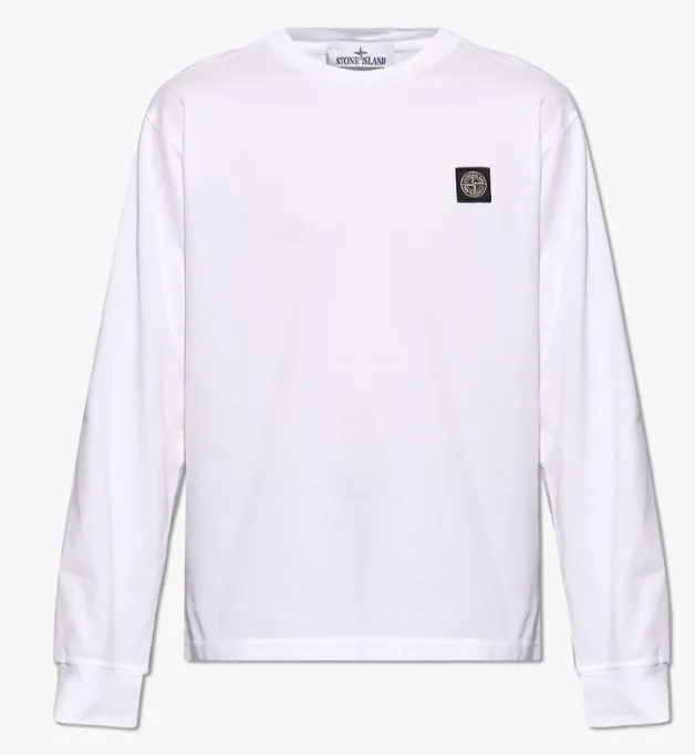 STONE ISLAND  |Crew Neck Long Sleeves Plain Cotton Long Sleeve T-shirt Logo