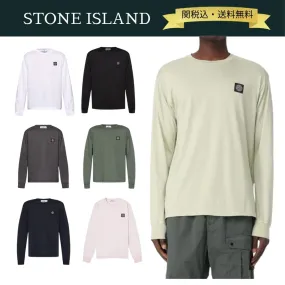 STONE ISLAND  |Crew Neck Long Sleeves Plain Cotton Long Sleeve T-shirt Logo