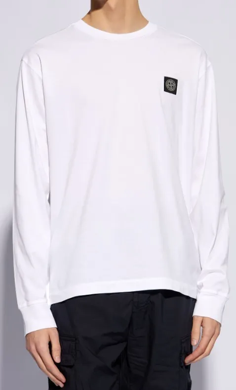 STONE ISLAND  |Crew Neck Long Sleeves Plain Cotton Long Sleeve T-shirt Logo