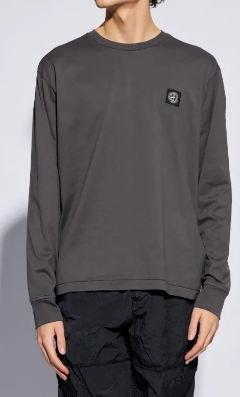 STONE ISLAND  |Crew Neck Long Sleeves Plain Cotton Long Sleeve T-shirt Logo