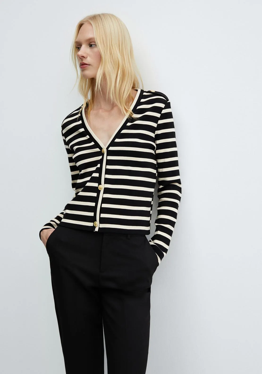 Striped cardigan with buttons