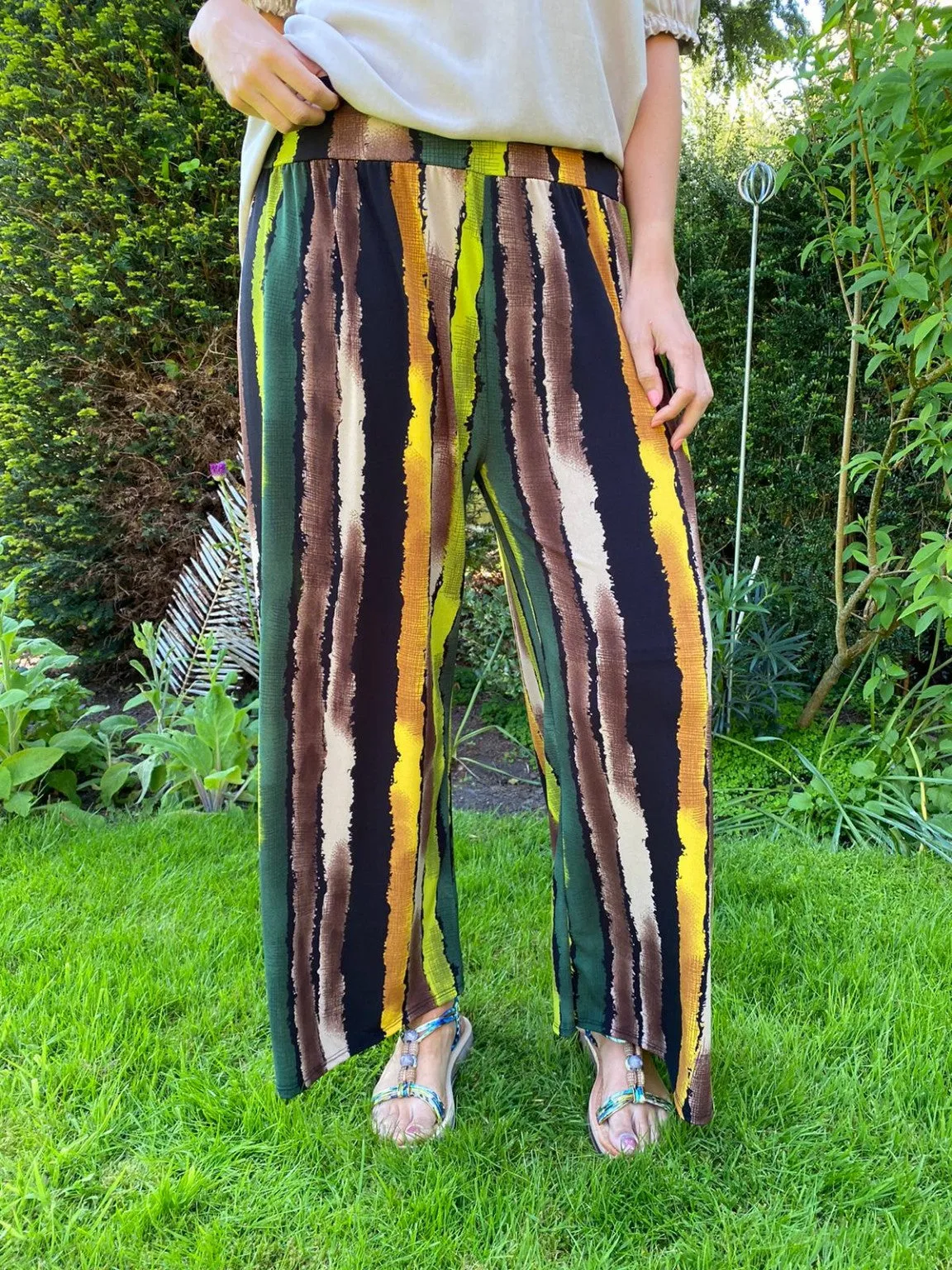 Striped Wide Leg Flow Trousers