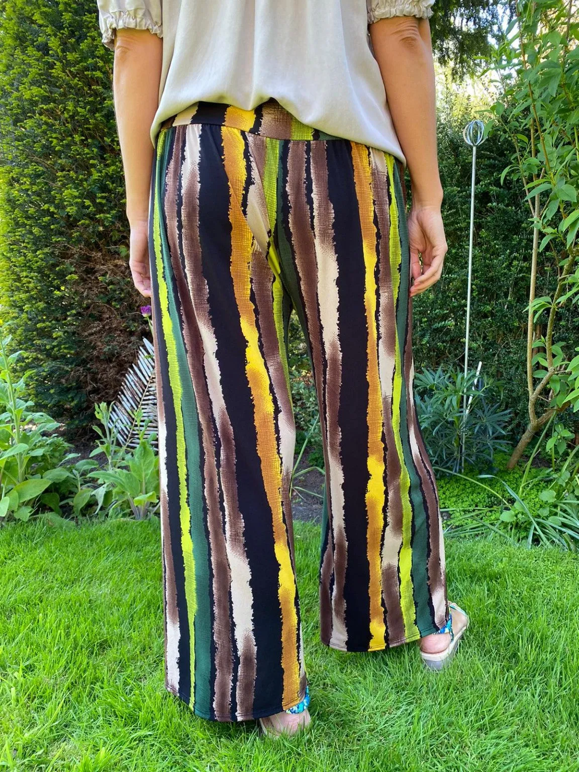 Striped Wide Leg Flow Trousers