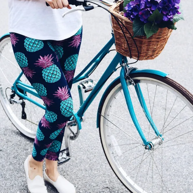 Teal Pineapple Print Leggings