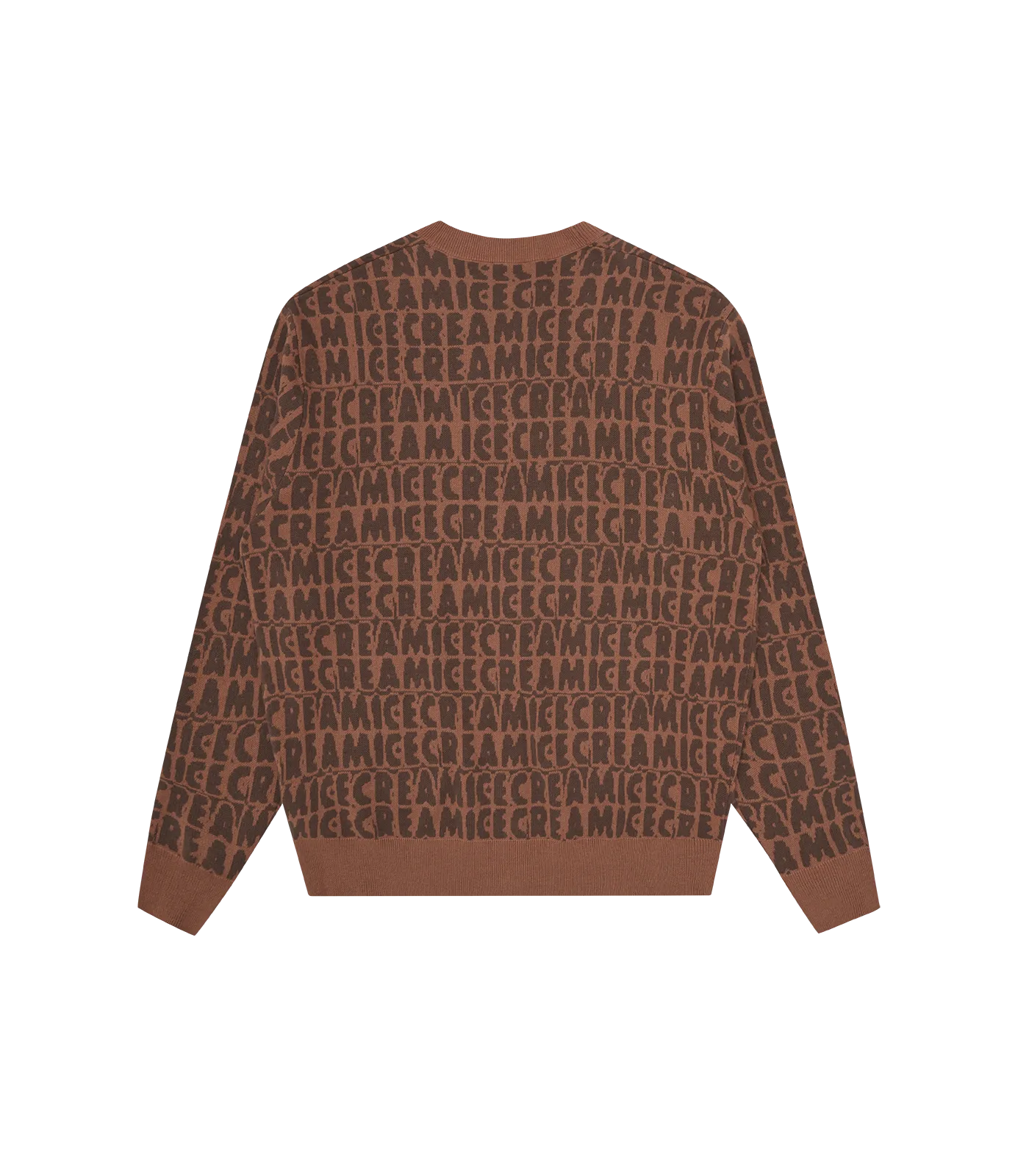 TEXT PRINT CARDIGAN - BROWN