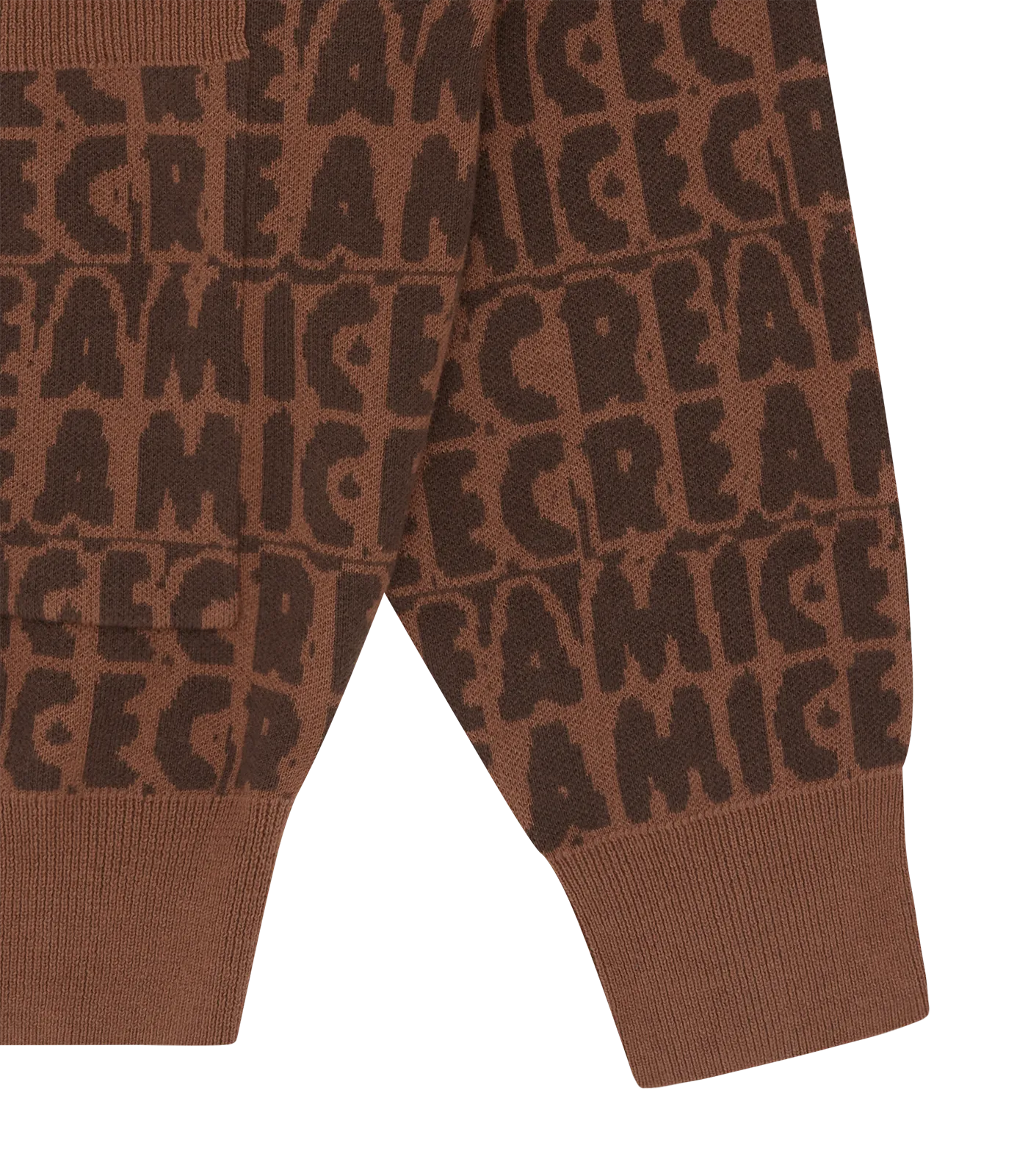 TEXT PRINT CARDIGAN - BROWN