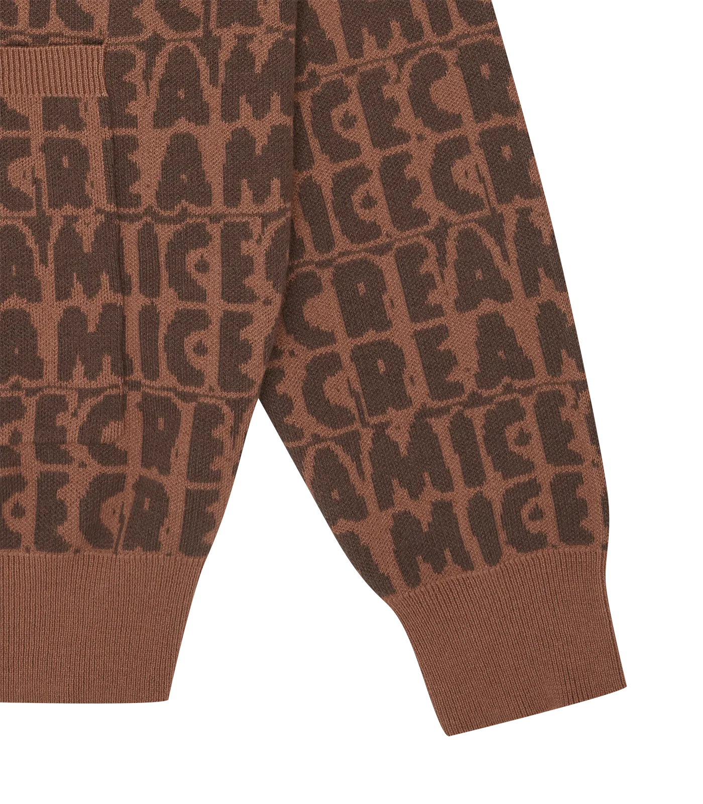 TEXT PRINT CARDIGAN - BROWN