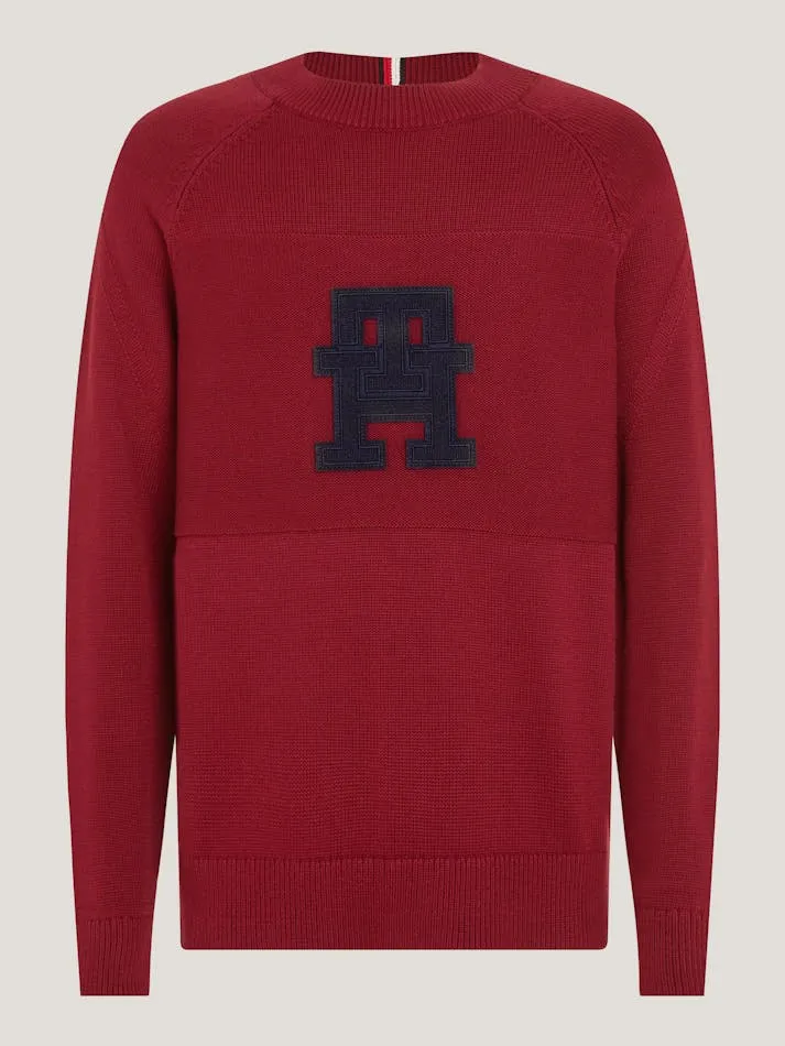 Tommy Hilfiger Mw33085 Msw Monogram Crew Neck Burgandy