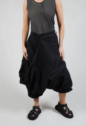 Tucked Fabric Trousers in Black